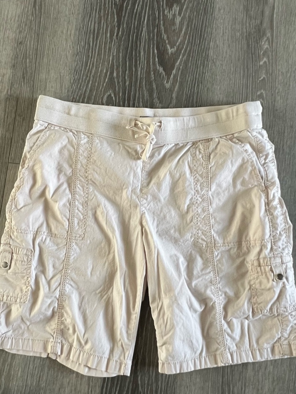 Natural Reflections Cream Cargo Shorts with Drawstring Waist